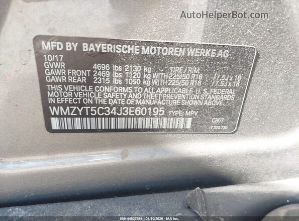 WMZYT5C34J3E60195 2018 MINI COUNTRYMAN Brown Vista del compartimento del motor