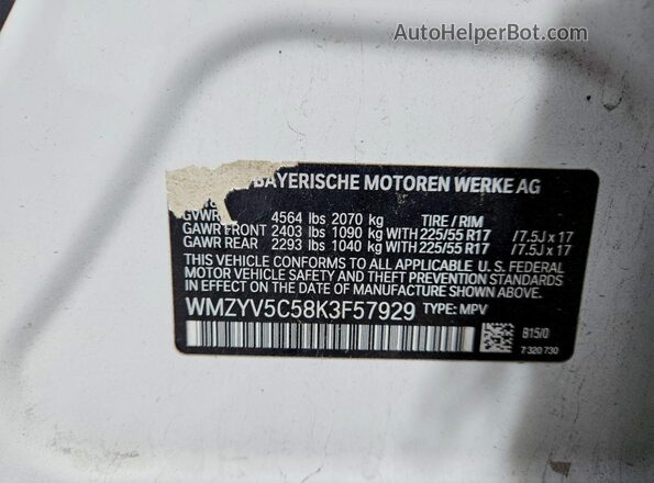 WMZYV5C58K3F57929 2019 MINI COOPER White Vista del compartimento del motor