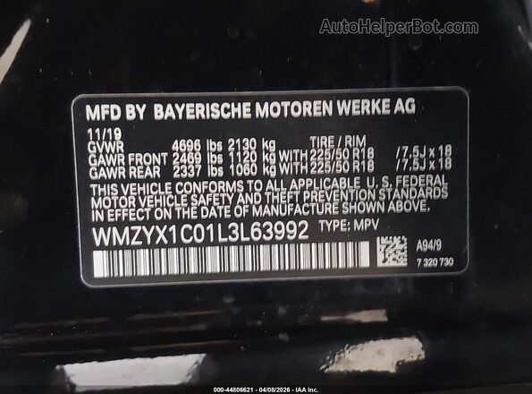 WMZYX1C01L3L63992 2020 MINI COUNTRYMAN Black ძრავის განყოფილების ხედი