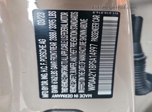 WP0AA2Y18PSA14997 2023 PORSCHE TAYCAN Tan Widok komory silnika