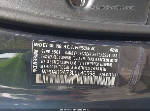 WP0AB2A73LL140598 2020 PORSCHE PANAMERA Gray ძრავის განყოფილების ხედი