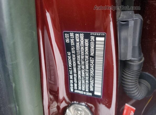 WP0AB2Y15NSA45487 2022 PORSCHE TAYCAN Burgundy Вид підкапотного простору