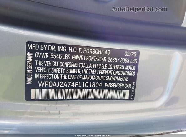 WP0AJ2A74PL101804 2023 PORSCHE PANAMERA Silver Շարժիչի բաժամունքի տեսք