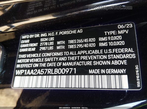 WP1AA2A57RLB00971 2024 PORSCHE MACAN Black Vista del compartimento del motor