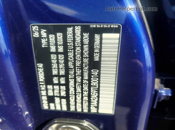 WP1AA2A59TLB00140 2026 PORSCHE MACAN Blue Widok komory silnika
