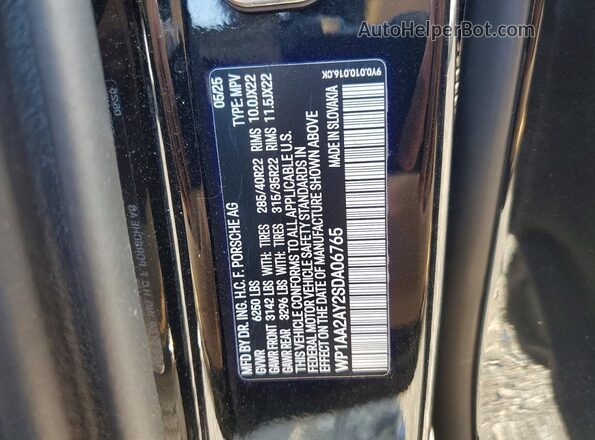 WP1AA2AY2SDA06765 2025 PORSCHE CAYENNE Black VIN sticker view