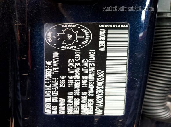 WP1AA2AY3RDA02637 2024 PORSCHE CAYENNE Blue Widok wnętrza 360 stopni