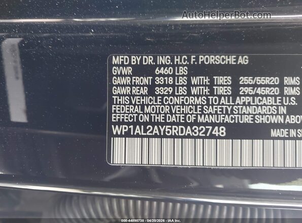 WP1AL2AY5RDA32748 2024 PORSCHE CAYENNE Черный Вид подкапотного пространства