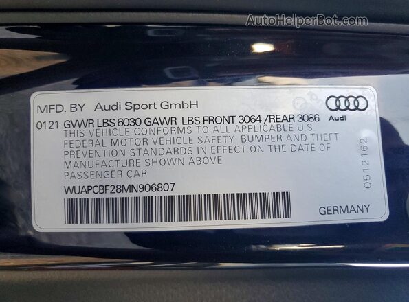 WUAPCBF28MN906807 2021 AUDI RS7 Black Շարժիչի բաժամունքի տեսք