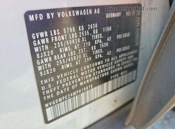 WVGDMPE24MP019815 2021 VOLKSWAGEN ID.4 White Սալոնի 360 աստիճան տեսք