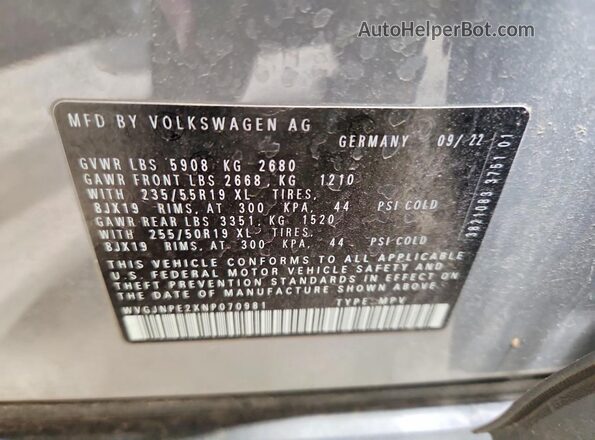 WVGJNPE2XNP070981 2022 VOLKSWAGEN ID.4 Blue VIN sticker view