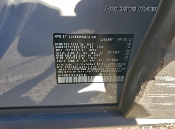 WVGRMPE28NP039136 2022 VOLKSWAGEN ID.4 Gray 360 interior view
