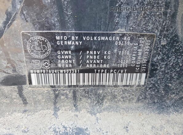 WVWPR7AU4LW903381 2020 VOLKSWAGEN GOLF Черный Вид подкапотного пространства