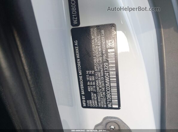 WZ1DB0C03MW041329 2021 TOYOTA GR SUPRA White ძრავის განყოფილების ხედი