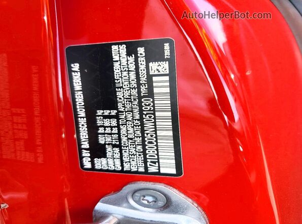 WZ1DB0C05NW051930 2022 TOYOTA GR Red Vista del compartimento del motor