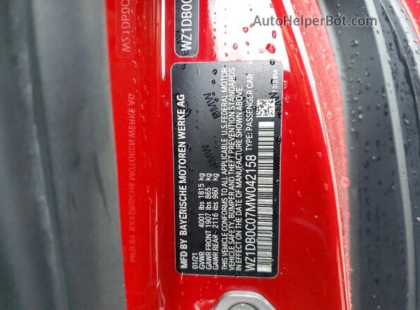 WZ1DB0C07MW042158 2021 TOYOTA GR Red ძრავის განყოფილების ხედი