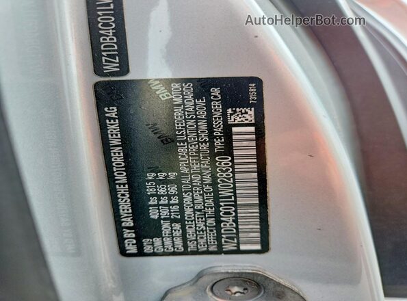 WZ1DB4C01LW028360 2020 TOYOTA GR Silver VIN կոդի պիտակի տեսք