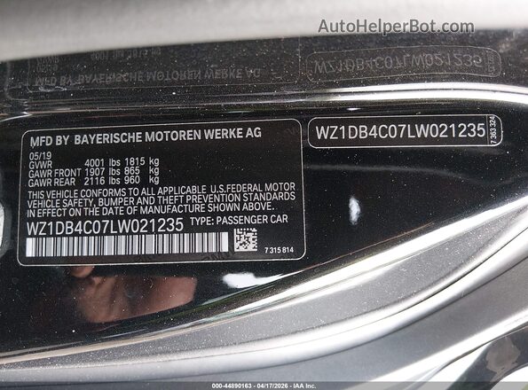 WZ1DB4C07LW021235 2020 TOYOTA GR SUPRA Black Շարժիչի բաժամունքի տեսք