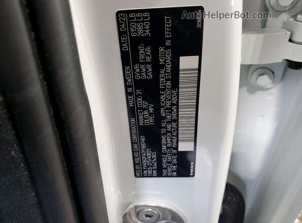 YV4062PA7P1997461 2023 VOLVO XC90 Белый Вид наклейки с VIN-кодом