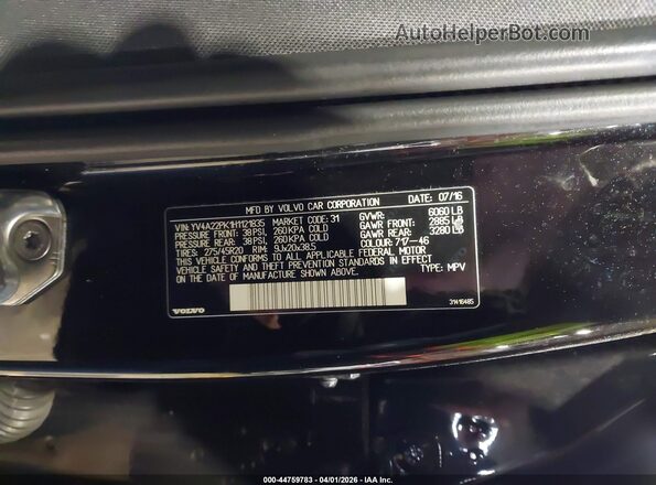 YV4A22PK1H1121835 2017 VOLVO XC90 Black 