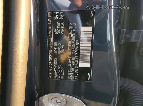 YV4H60DM9R1859350 2024 VOLVO XC60 Gray Widok naklejki z numerem VIN