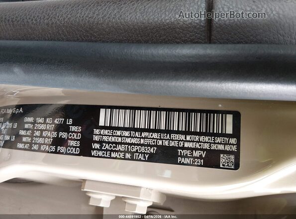 ZACCJABT1GPD83247 2016 JEEP RENEGADE Бежевый Вид подкапотного пространства