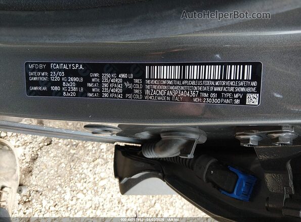 ZACNDFAN3P3A04367 2023 DODGE OTHER Gray Vista del compartimento del motor