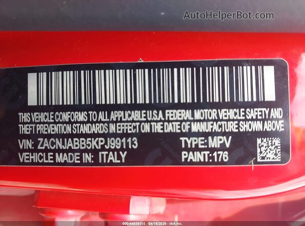 ZACNJABB5KPJ99113 2019 JEEP RENEGADE Red 