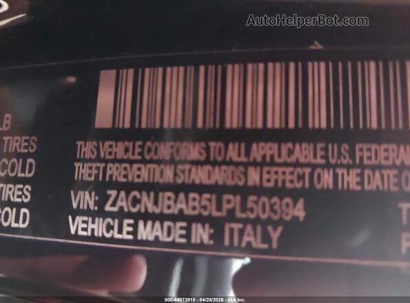 ZACNJBAB5LPL50394 2020 JEEP RENEGADE Black Engine compartment view
