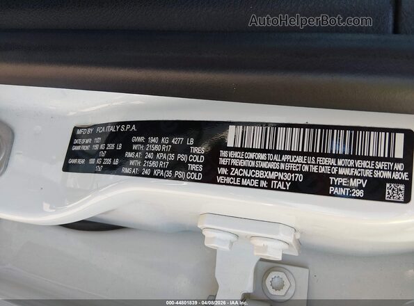 ZACNJCBBXMPN30170 2021 JEEP RENEGADE White Engine compartment view
