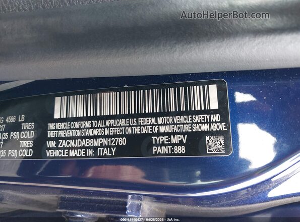ZACNJDAB8MPN12760 2021 JEEP RENEGADE Blue 