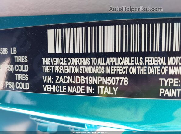 ZACNJDB19NPN50778 2022 JEEP RENEGADE Blue Widok komory silnika