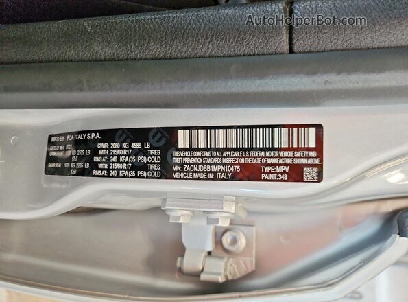 ZACNJDBB1MPN10475 2021 JEEP RENEGADE Silver VIN կոդի պիտակի տեսք