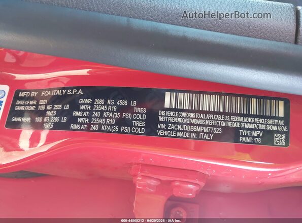 ZACNJDBB6MPM77523 2021 JEEP RENEGADE Red Widok komory silnika