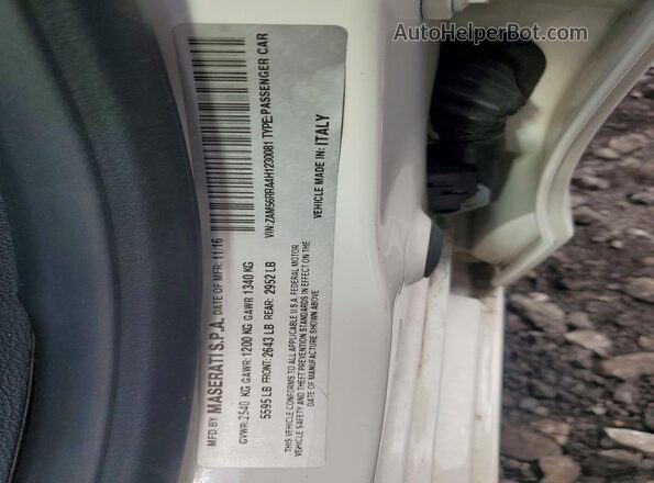 ZAM56RRA4H1230081 2017 MASERATI QUATTROPOR Белый Вид подкапотного пространства