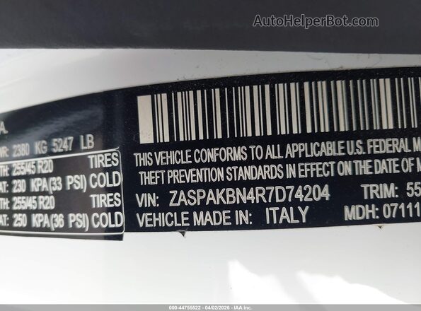 ZASPAKBN4R7D74204 2024 ALFA ROMEO STELVIO Белый Вид подкапотного пространства
