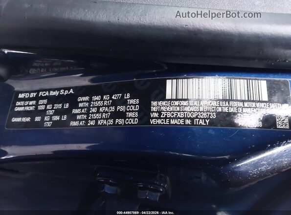 ZFBCFXBT0GP326733 2016 FIAT 500X Blue Engine compartment view