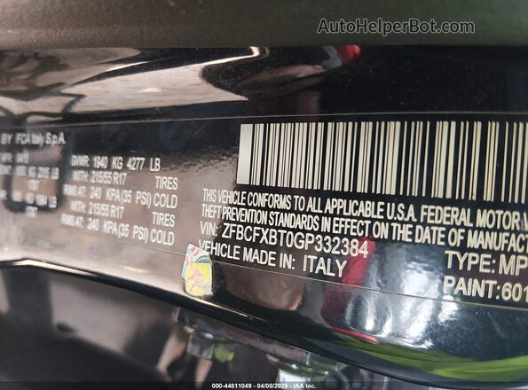 ZFBCFXBT0GP332384 2016 FIAT 500X Black Engine compartment view