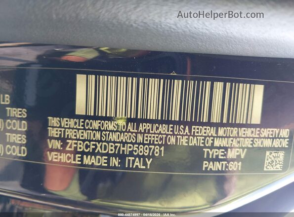 ZFBCFXDB7HP589781 2017 FIAT 500X Black Շարժիչի բաժամունքի տեսք