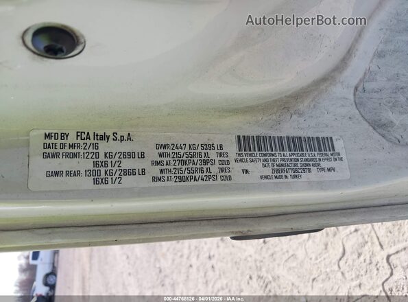 ZFBERFAT7G6C29781 2016 RAM PROMASTER CITY White Вид підкапотного простору