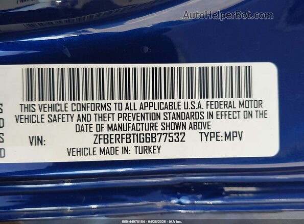 ZFBERFBT1G6B77532 2016 RAM PROMASTER CITY Blue Vista del compartimento del motor