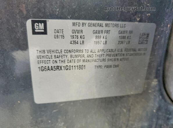1G6AA5RX1G0111801 2016 CADILLAC ATS Gray 