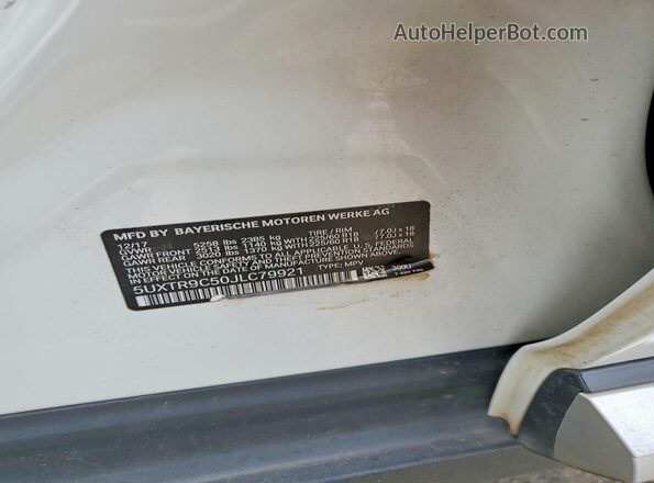 5UXTR9C50JLC79921 2018 BMW X3 White 