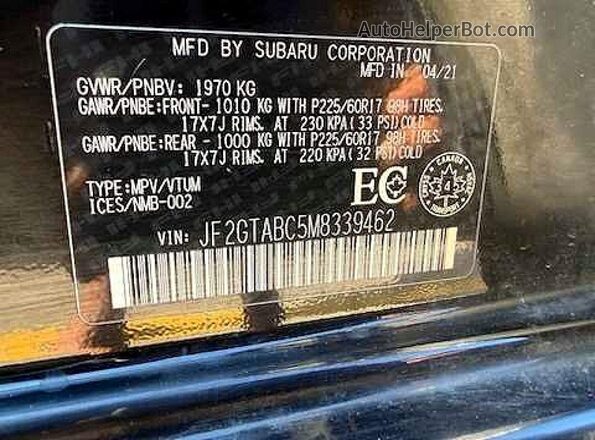 JF2GTABC5M8339462 2021 SUBARU CROSSTREK Черный Вид задней части салона