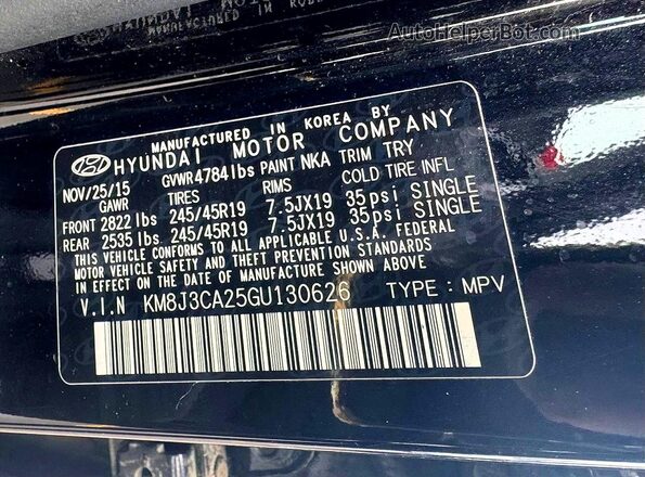 KM8J3CA25GU130626 2016 HYUNDAI TUCSON Черный 