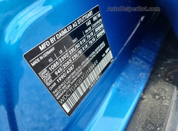 WDCTG4GBXGJ188449 2016 MERCEDES-BENZ GLA Blue სალონის 360-გრადუსიანი ხედი