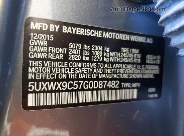 5UXWX9C57G0D87482 2016 BMW X3 Gray Սալոնի 360 աստիճան տեսք