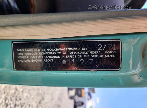 1122371664 1972 VOLKSWAGEN BEETLE Turquoise VIN կոդի պիտակի տեսք