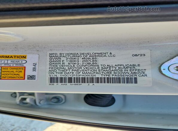 1HGCY2F53PA066326 2023 HONDA ACCORD White სალონის 360-გრადუსიანი ხედი