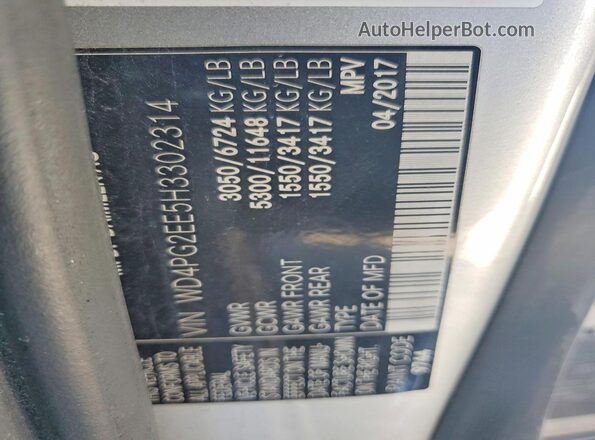 WD4PG2EE5H3302314 2017 MERCEDES-BENZ METRIS Silver Vista interior de 360 grados